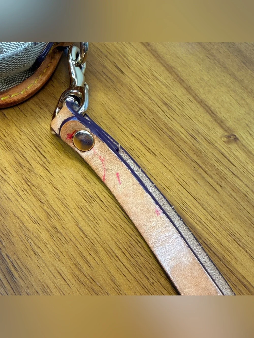 Dooney & Bourke Small Wristlet Gray Tan DB Heart Canvas Leather Trim Y2K Vtg